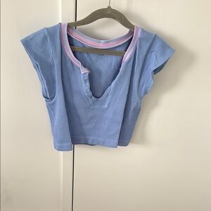 Urban Outfitters Blue Crop Polo T-Shirt